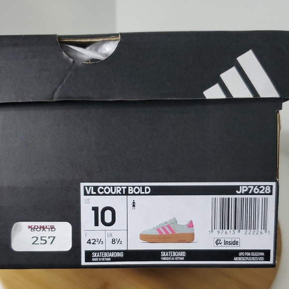 Adidas VL Court Bold Mint Pink Stripes Suede Skateboarding Sneakers W 10 NWT - Picture 12 of 12